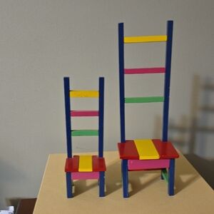 Department 56 Pair of Ladderback Wooden Toy Chairs